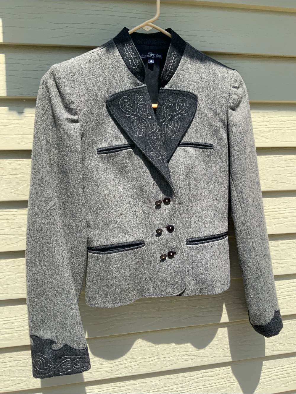 Gray Women's 80% Wool-Blend Tailored Jacket